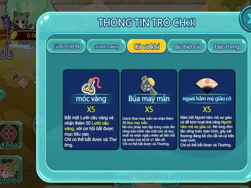 Chú ý sưu tập nhiều vật phẩm trên game Mèo bắt cá Chú ý sưu tập nhiều vật phẩm trên game Mèo bắt cá